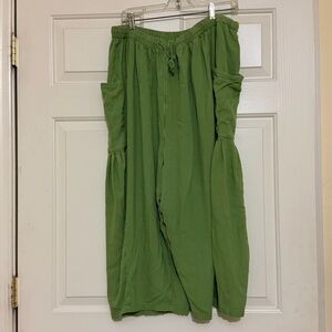 Free People Lightweight Green Wide Leg Cropped Pull On Soft Pants XL XXL